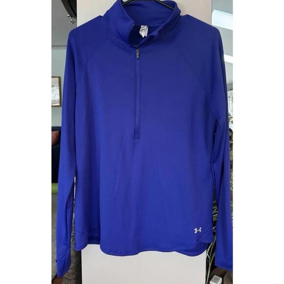 Under Armour Tops - Under Armour ColdGear fitted full zip hoodie Womens XL Royal Blue